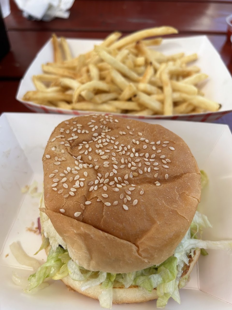 Printed menu showing fryer items and sides.